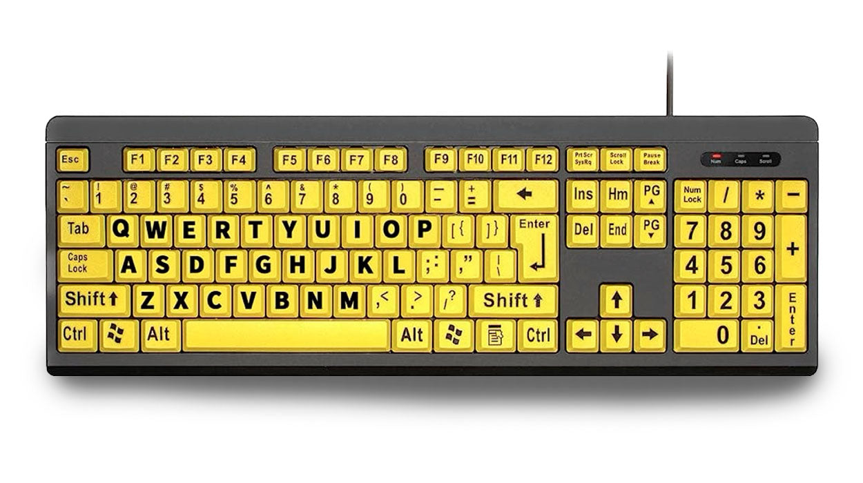 Large Print USB Keyboard- Yellow-Black Print