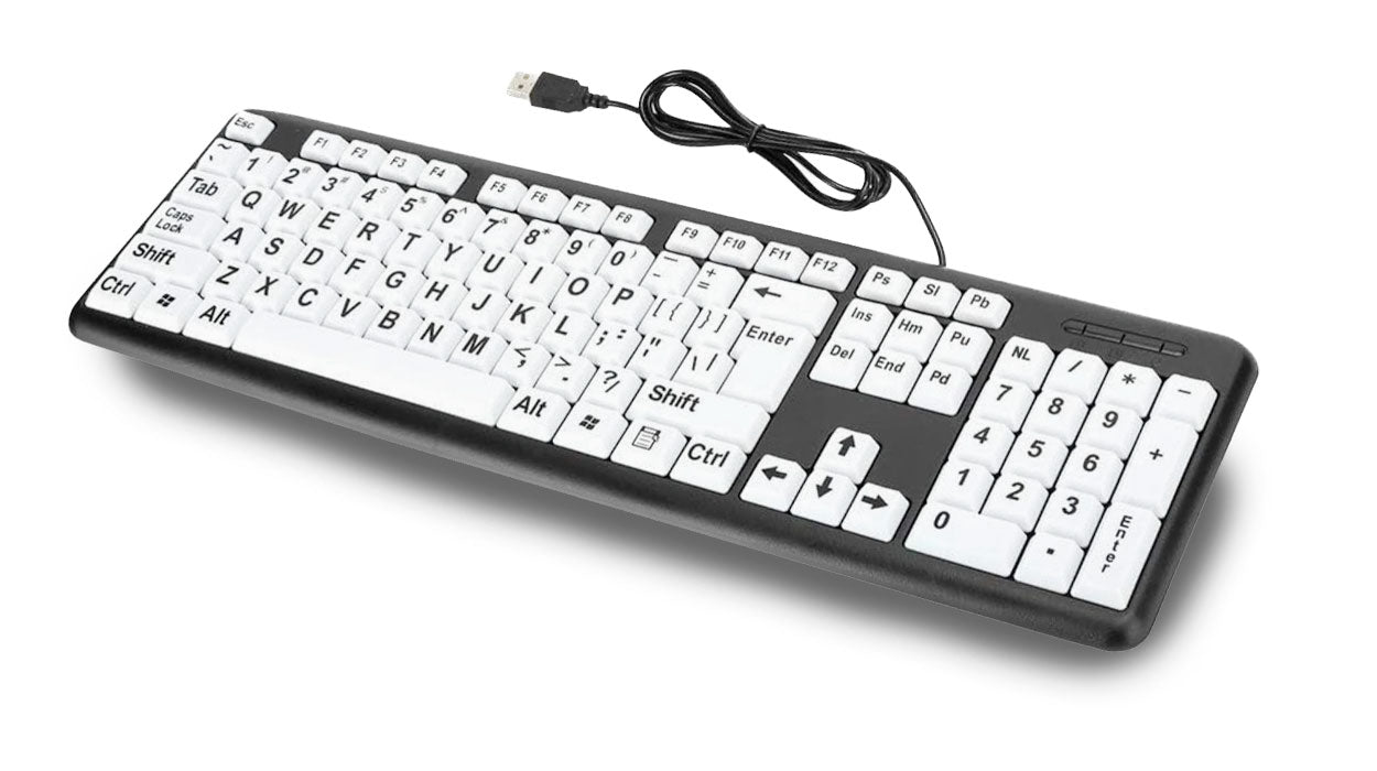 Large Print USB Keyboard- Yellow-Black Print
