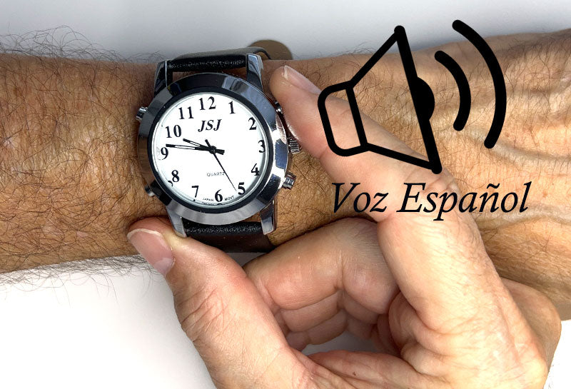 Talking Watch Leather Strap - Spanish & English  Voice