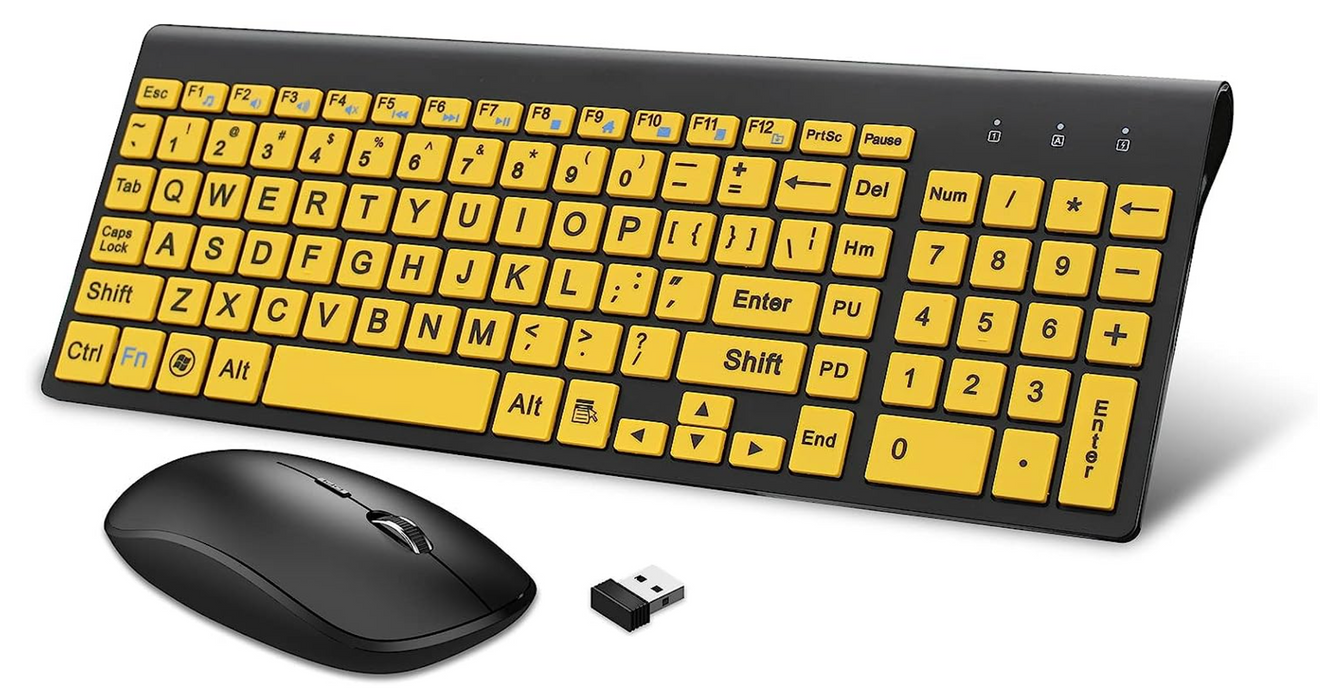 Teclado USB con letras grandes - Amarillo / Negro