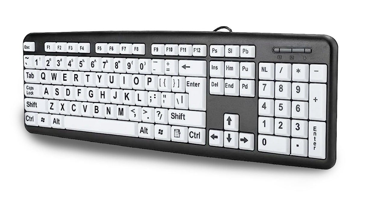 Teclado USB con letras grandes - Amarillo / Negro