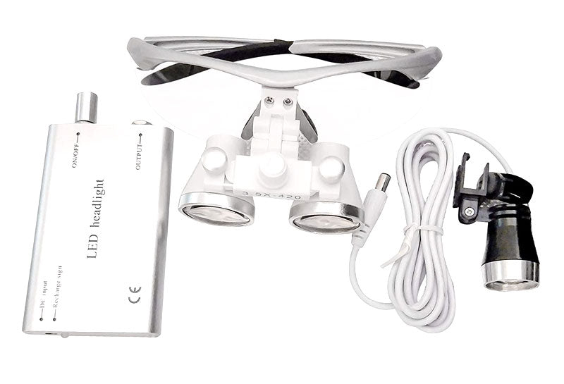 Linterna frontal LED portátil para lupas dentales