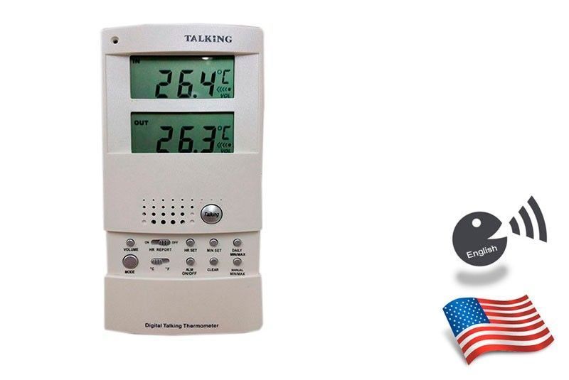 Talking Indoor/Outdoor Temperature Thermometer Vision Aid