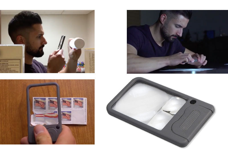 Lupa de bolsillo  súper plana con LED